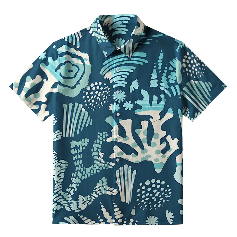 Tokyo-Tiger Ocean Coral Button-up Shirt Sale
