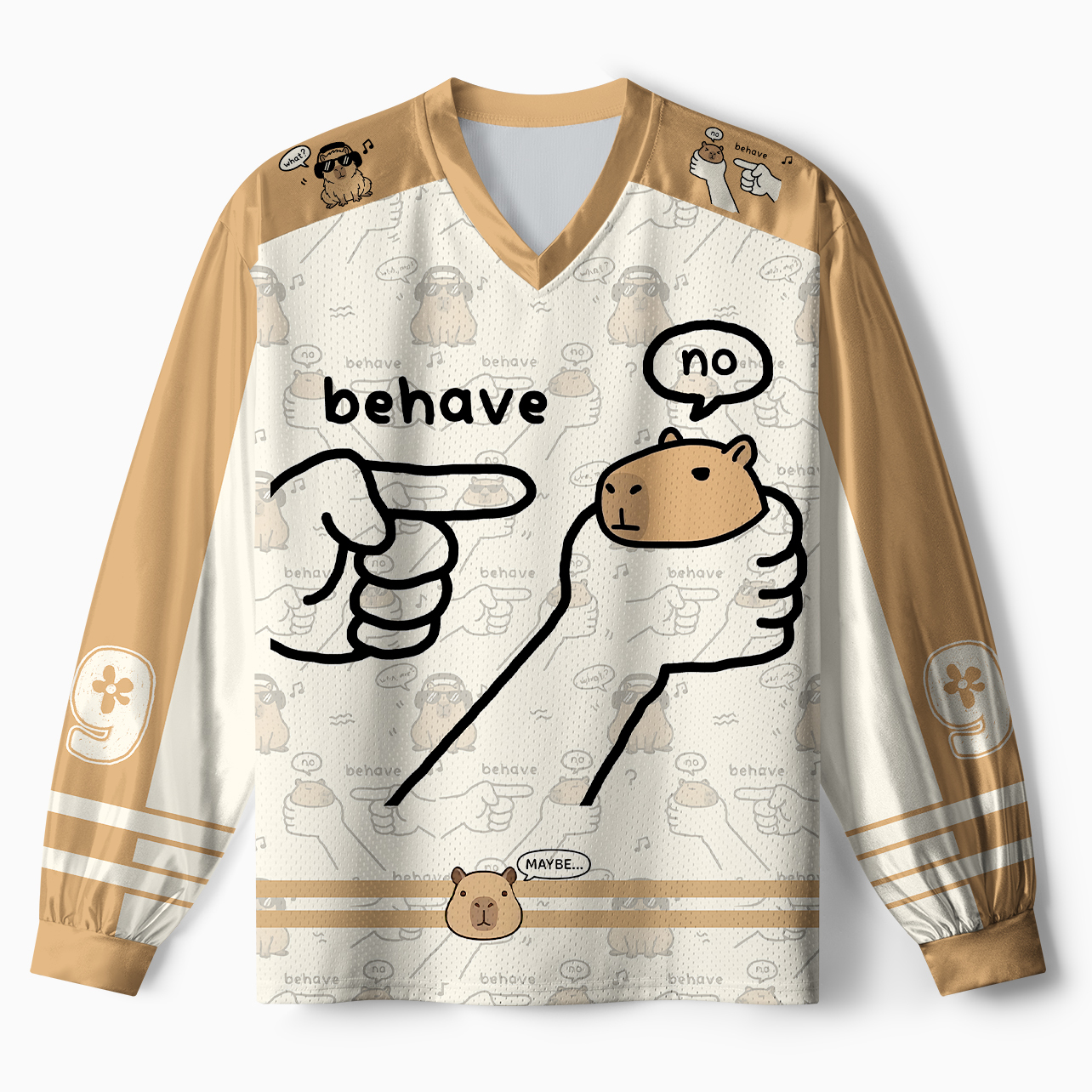 Tokyo-Tiger Dishonest Capybara Paneled Long Sleeve Jersey
