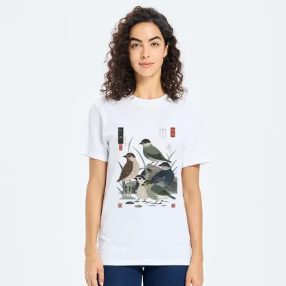 Tokyo-Tiger Cute Little Birds Japanese Folk Print Classic T-Shirt