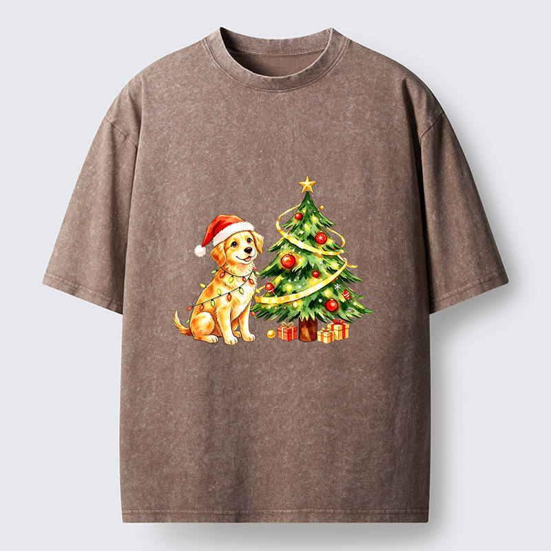 Tokyo‑Tiger Christmas Dog Vibe Washed T‑Shirt