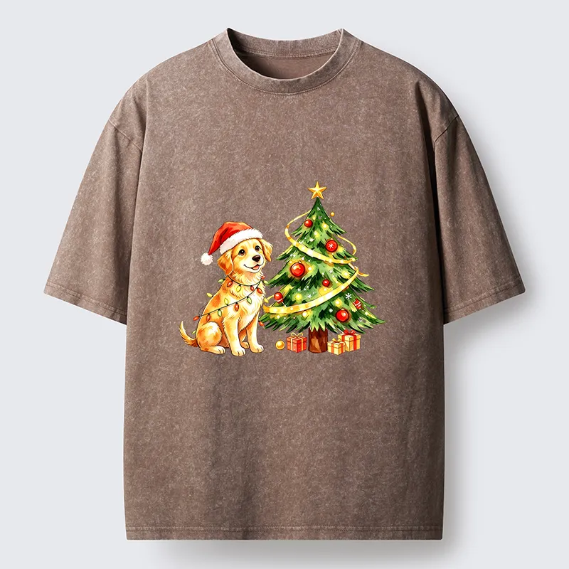 Tokyo‑Tiger Christmas Dog Vibe Washed T‑Shirt