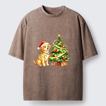 Tokyo‑Tiger Christmas Dog Vibe Washed T‑Shirt