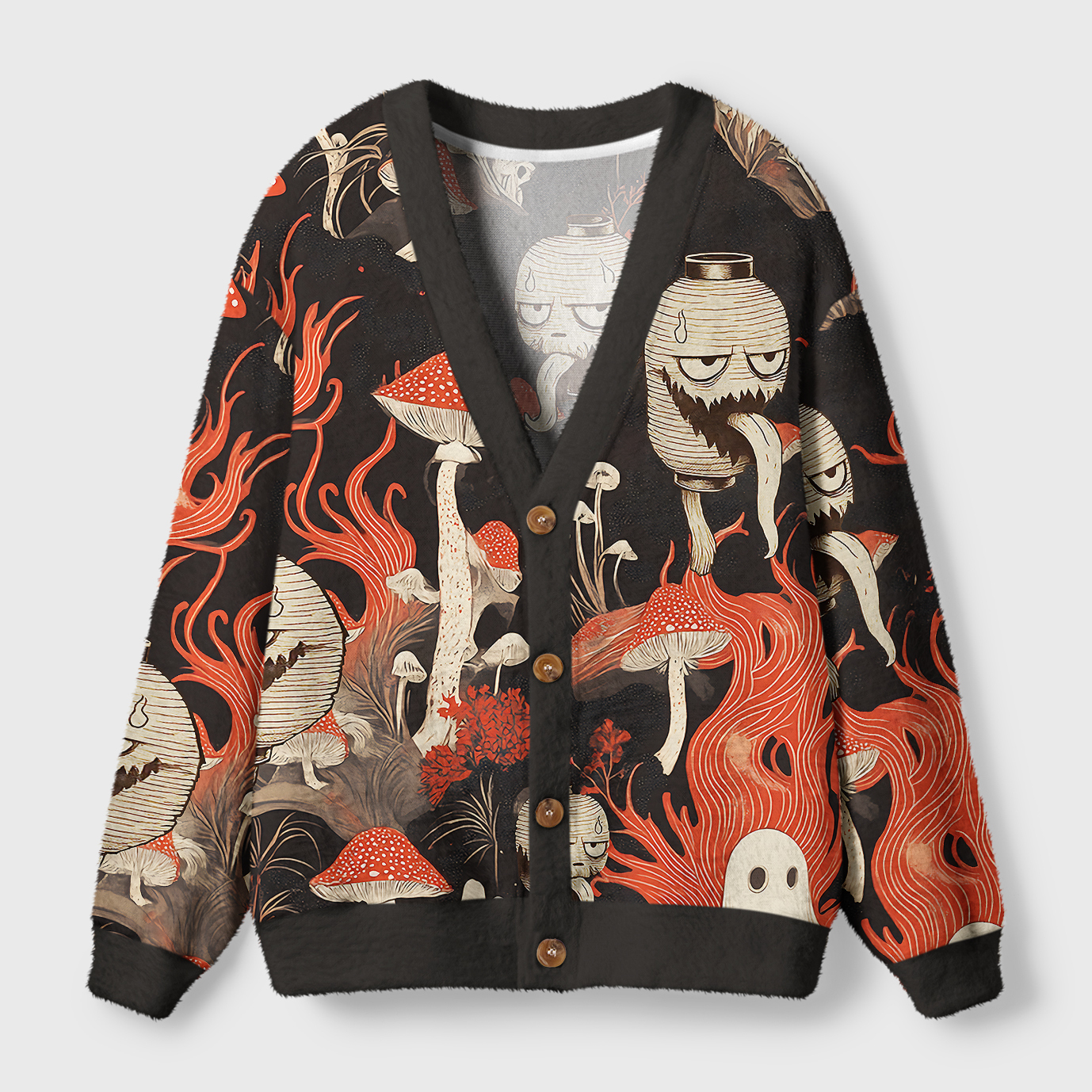 Tokyo-Tiger Japanese Lantern Ghost Ugly Cardigan Sweater Sale