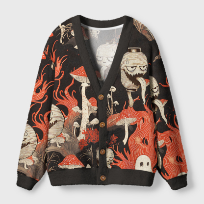 Tokyo-Tiger Japanese Lantern Ghost Ugly Cardigan Sweater