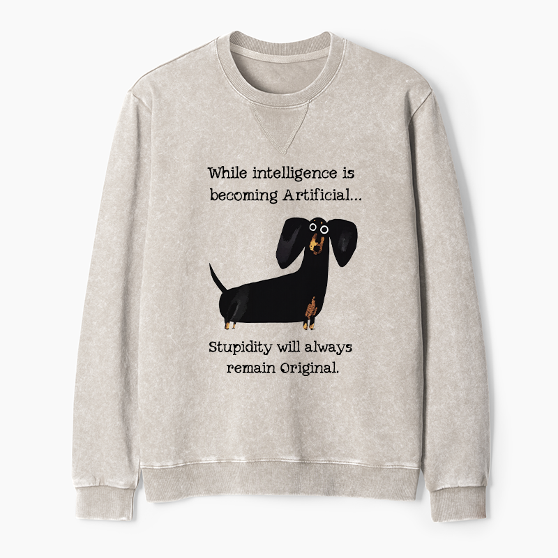 Tokyo-Tiger Dachshund Real Humor Funny Meme Washed Terry Sweatshirt