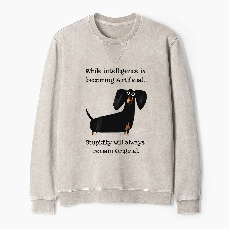 Tokyo-Tiger Dachshund Real Humor Funny Meme Washed Terry Sweatshirt
