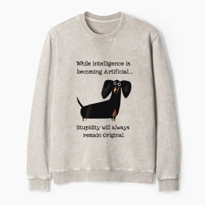 Tokyo-Tiger Dachshund Real Humor Funny Meme Washed Terry Sweatshirt