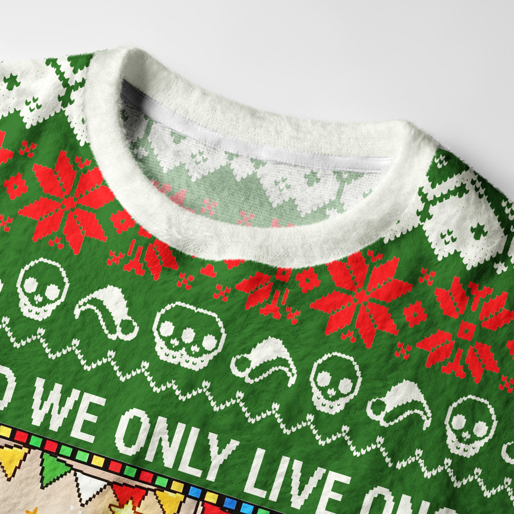 Tokyo-Tiger Overtime‑Skeleton Christmas Fuzzy Christmas Ugly Sweatshirt