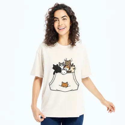 Tokyo-Tiger Cats With Pockets Full Washed T-Shirt