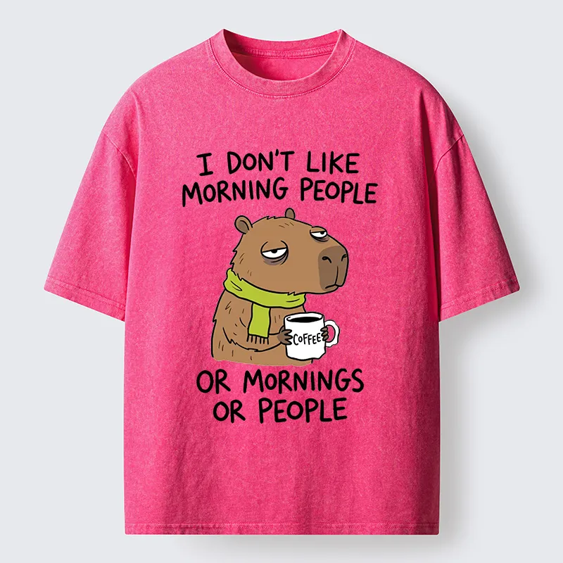 Tokyo-Tiger Funny Tired Morning Capybara Meme Washed T-Shirt