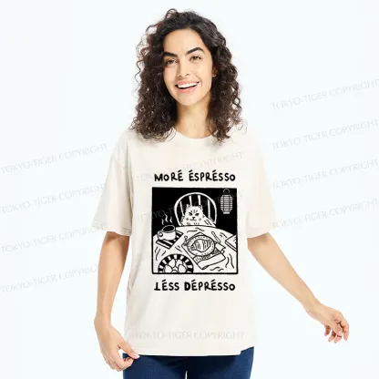 Tokyo-Tiger Cat Drinking Espresso Washed T-Shirt
