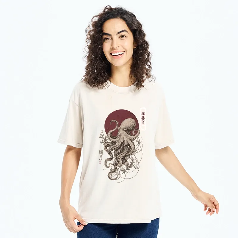 Tokyo-Tiger Deep Sea King Octopus Washed T-Shirt