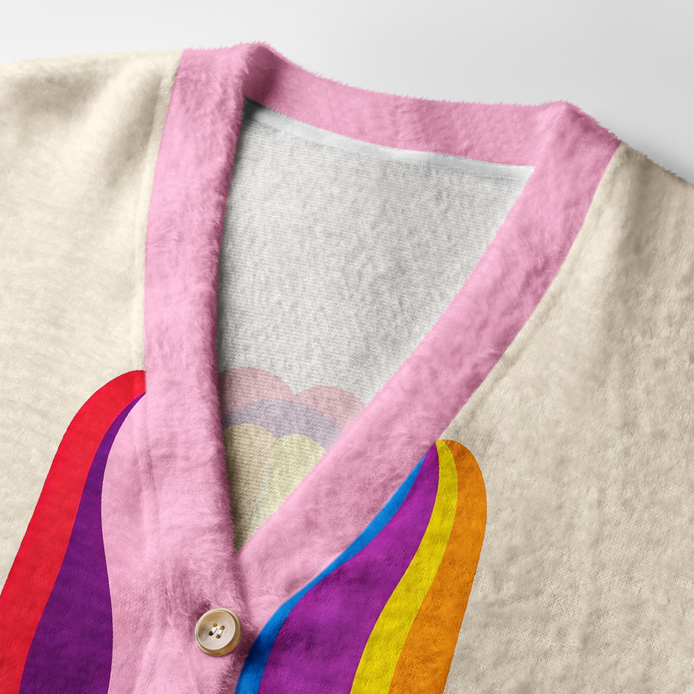 Tokyo-Tiger Rainbow Tulip Bloom Ugly Cardigan Sweater