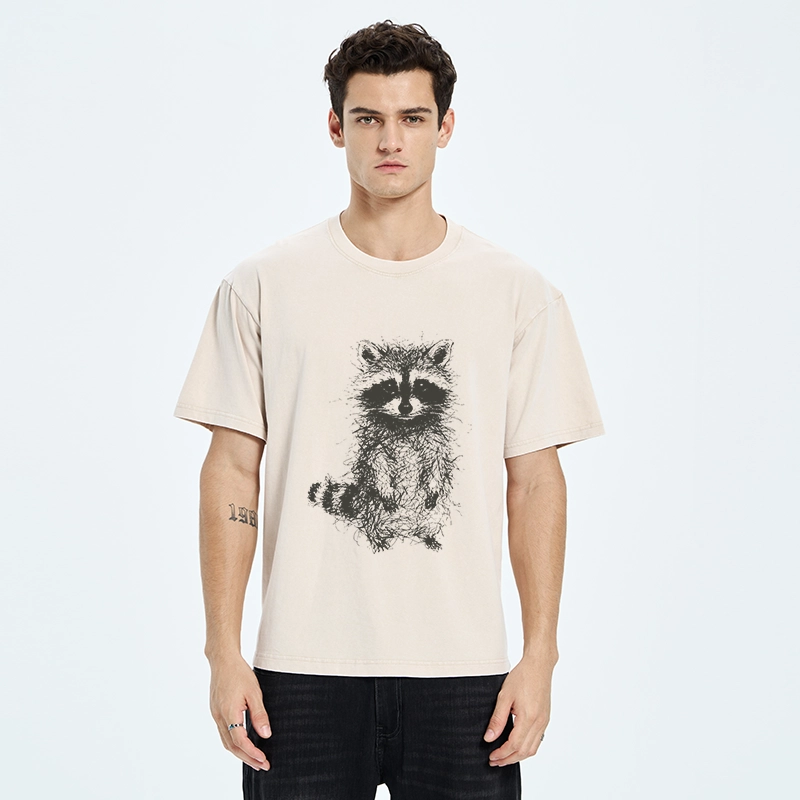 Tokyo-Tiger Messy Line Art Raccoon Meme Washed T-Shirt