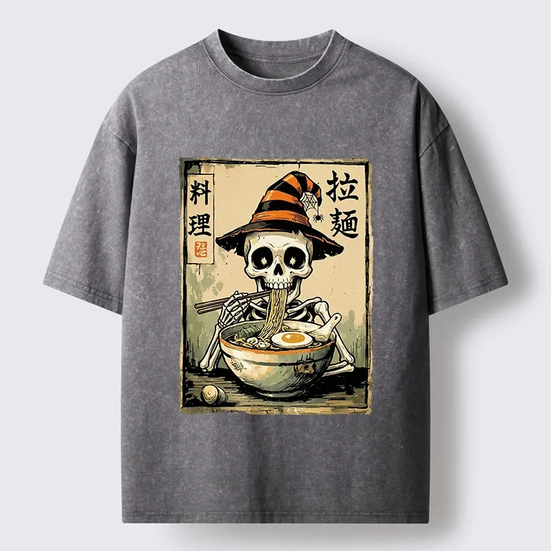 Tokyo‑Tiger Funny Skull Ramen Washed T‑Shirt