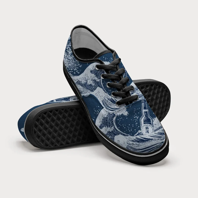 Tokyo-Tiger The Great Wave Off Beer Canvas Shoes