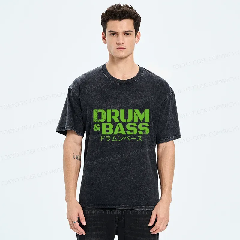 Tokyo-Tiger Drum And Bass Kanji Washed T-Shirt
