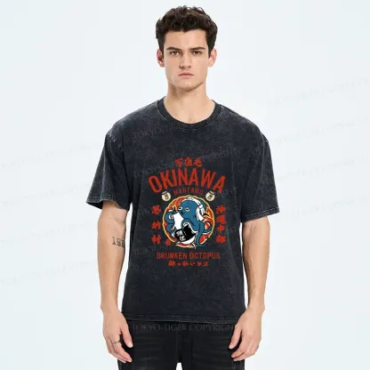 Tokyo-Tiger Okinawa Drunken Octopus Washed T-Shirt