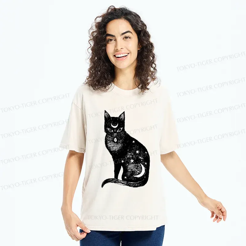 Tokyo-Tiger Ghost Black Cat Washed T-Shirt