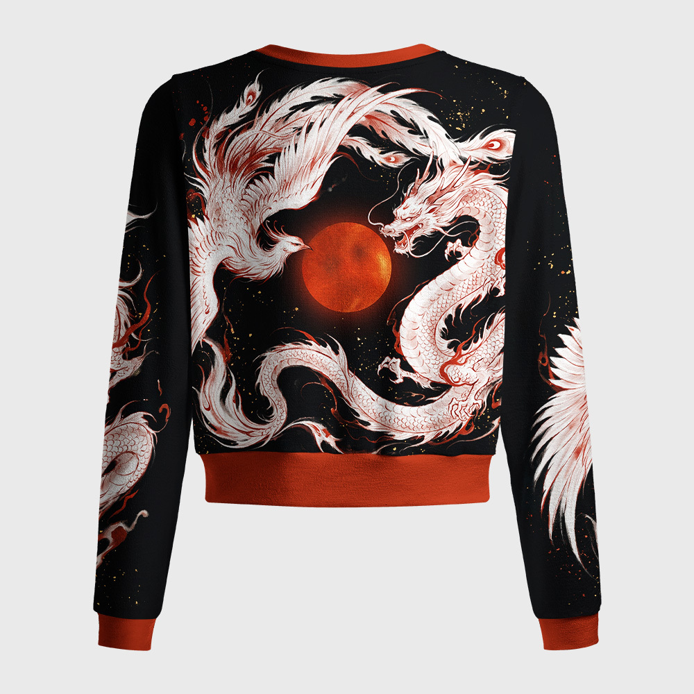 Tokyo-Tiger Dragon‑Phoenix Beneath Crimson Sun Women's Lightweight Cardigan
