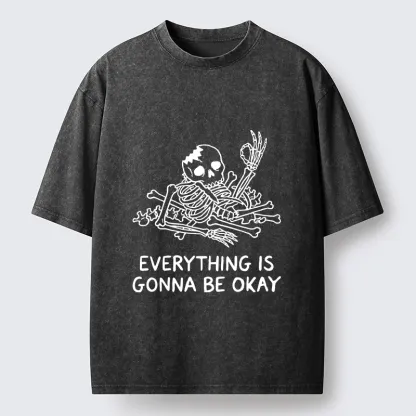 Tokyo‑Tiger Funny Skeleton Vibe Washed T‑Shirt