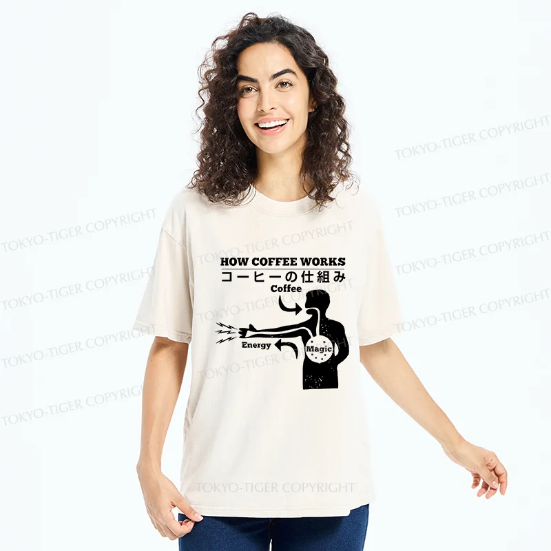 Tokyo-Tiger How Coffee Works Washed T-Shirt