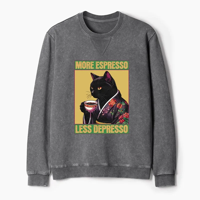 Tokyo-Tiger Up Caffeine Down Depression Washed Terry Sweatshirt