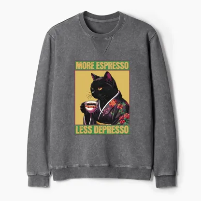 Tokyo-Tiger Up Caffeine Down Depression Washed Terry Sweatshirt