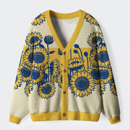 Tokyo-Tiger The Poem of Sunflowers Ugly Cardigan Sweater