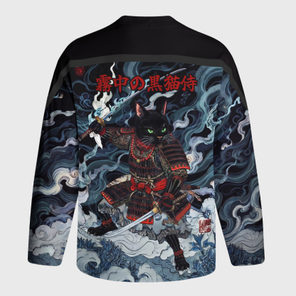 Tokyo-Tiger Shadow Samurai Cat Long-Sleeve Hockey Jersey