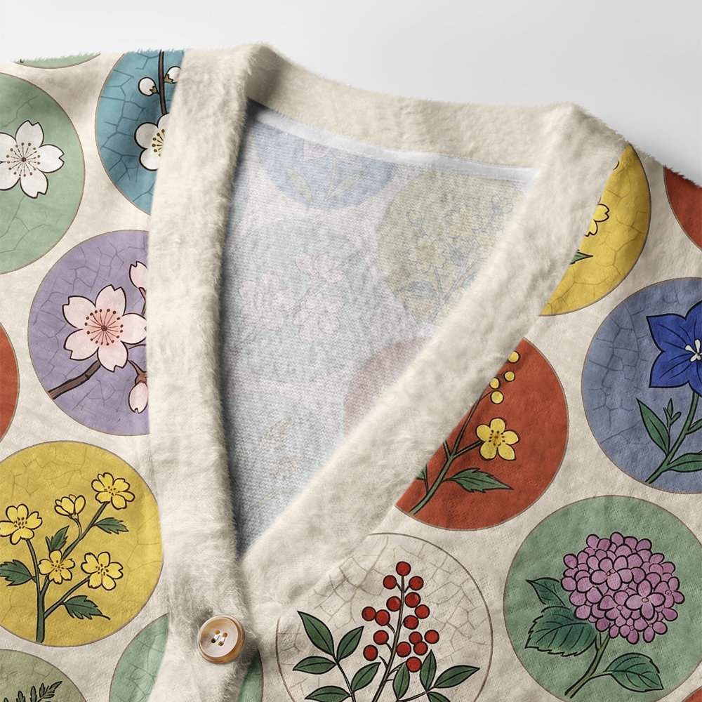 Tokyo-Tiger Circle Botanicals Ugly Cardigan Sweater