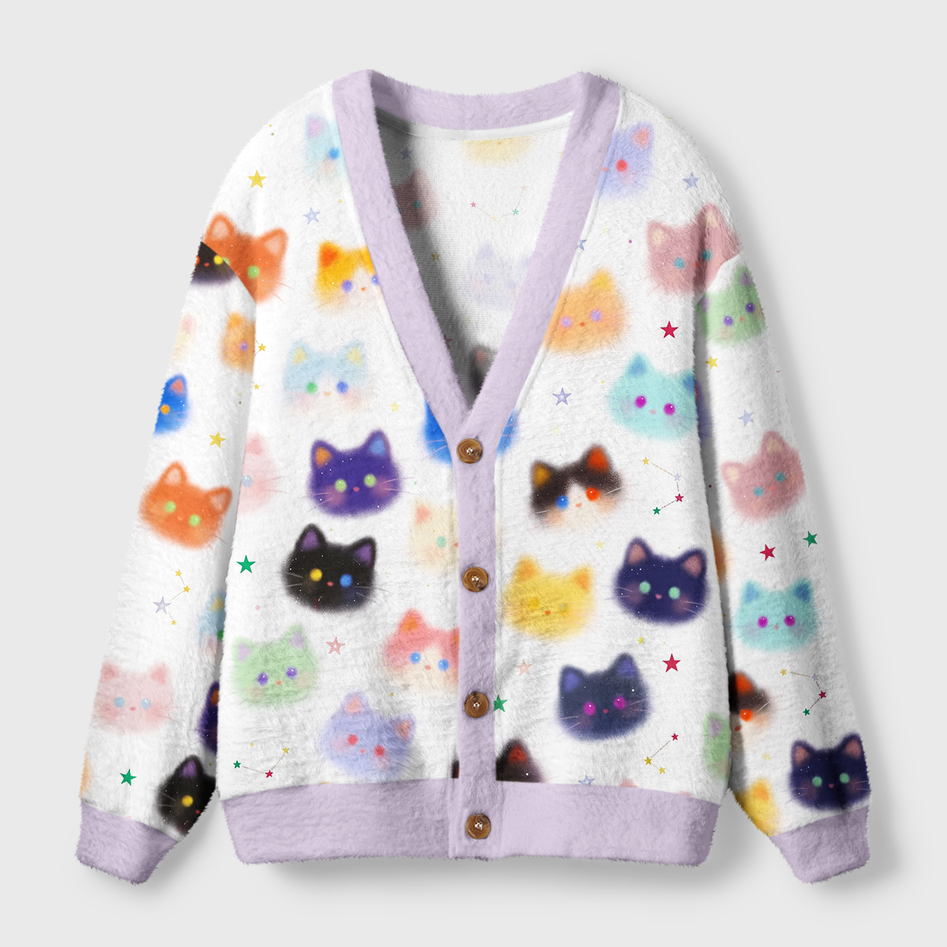 Tokyo-Tiger Rainbow Mist Cats Ugly Cardigan Sweater