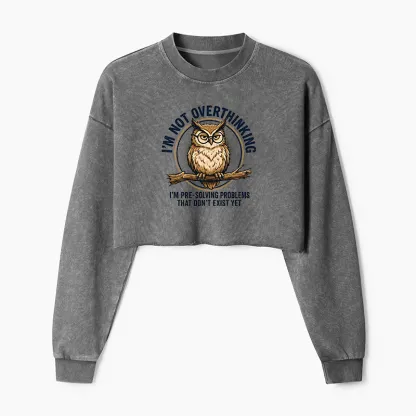 Tokyo-Tiger Overthink Master Owl Washed Crop Sweatshirt