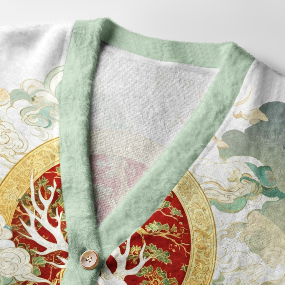 Tokyo-Tiger Dunhuang Divine Deer Ugly Cardigan Sweater