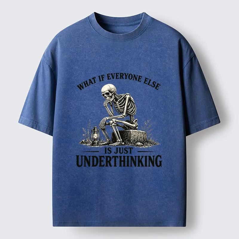 Tokyo-Tiger Skeleton Deep Thought Meme Washed T-Shirt