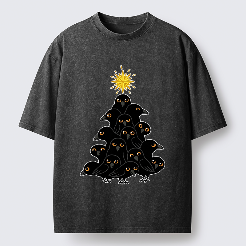 Tokyo-Tiger Crow Christmas Tree Washed T-Shirt
