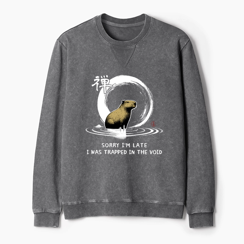 Tokyo-Tiger Zen Capybara Was Trapped In The Void Washed Terry Sweatshirt