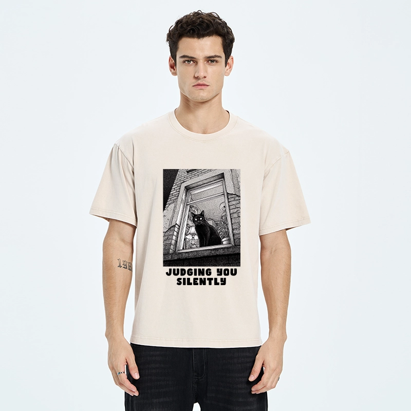 Tokyo-Tiger The Judging Black Cat Washed T-Shirt