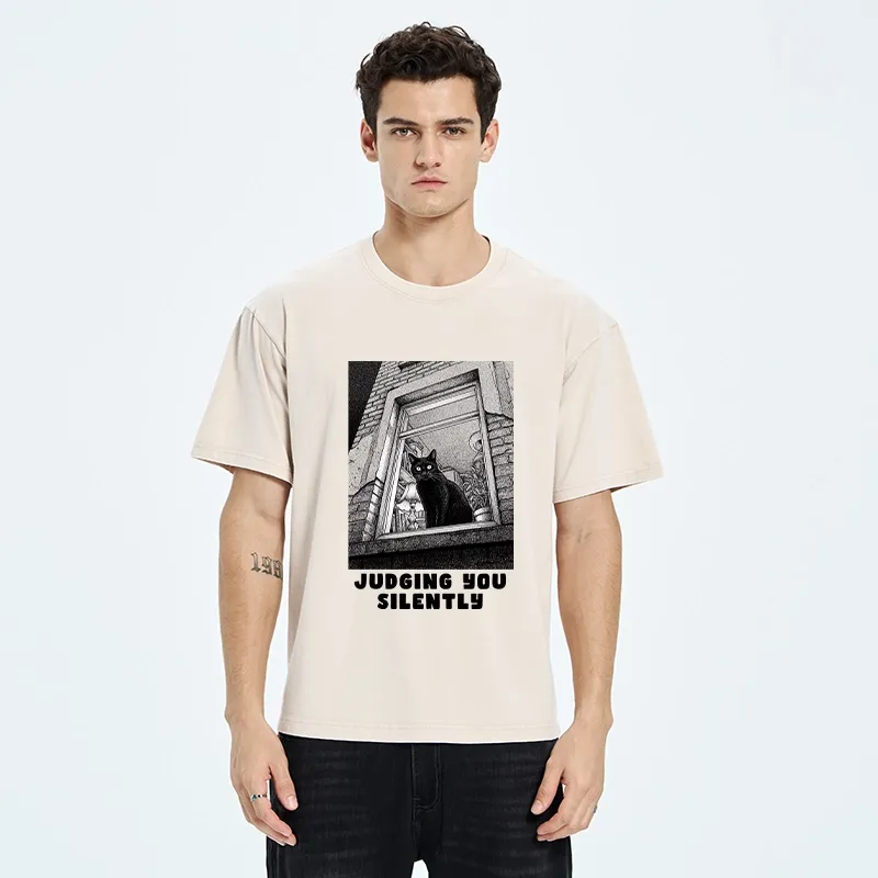 Tokyo-Tiger The Judging Black Cat Washed T-Shirt