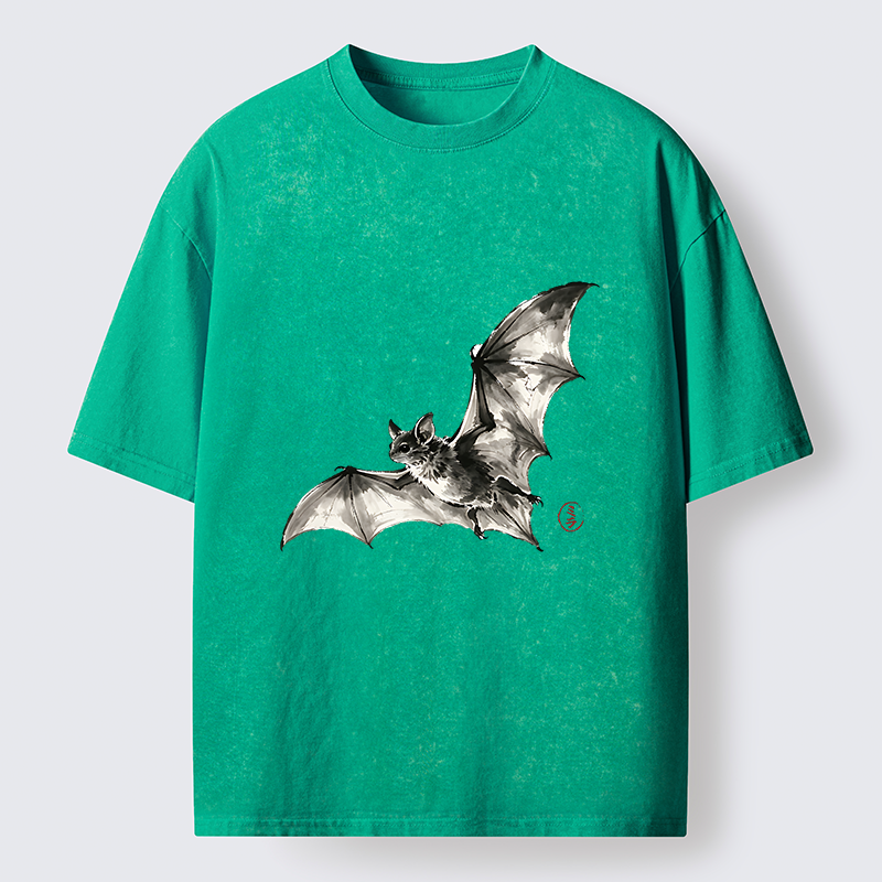 Tokyo‑Tiger Ink Style Bat Washed T‑Shirt