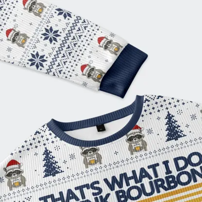 Tokyo-Tiger Raccoon Drinking Beer Christmas Ugly Sweatshirt