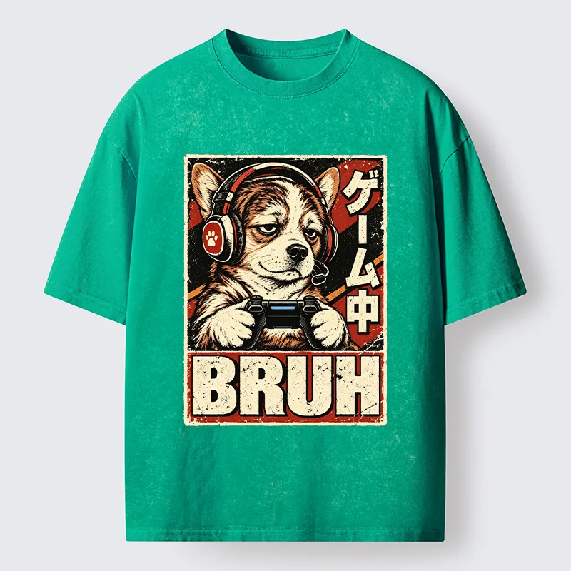 Tokyo-Tiger Funny Gamer Dog Meme Washed T-Shirt