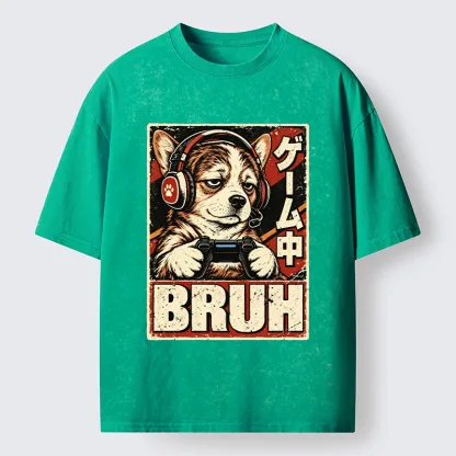 Tokyo-Tiger Funny Gamer Dog Meme Washed T-Shirt