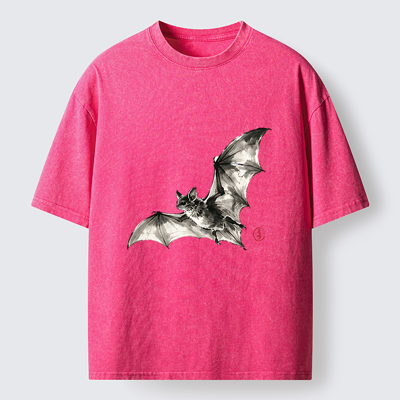 Tokyo‑Tiger Ink Style Bat Washed T‑Shirt