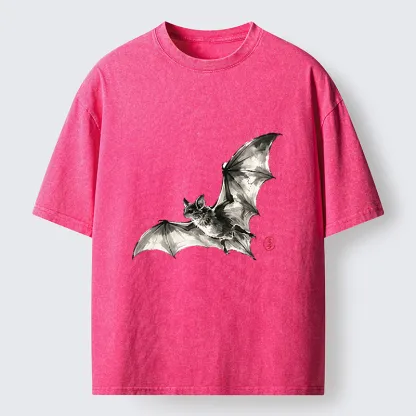 Tokyo‑Tiger Ink Style Bat Washed T‑Shirt