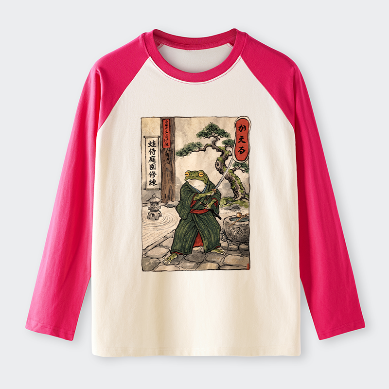 Tokyo-Tiger Samurai Frog Training Raglan Long Sleeve T-shirt