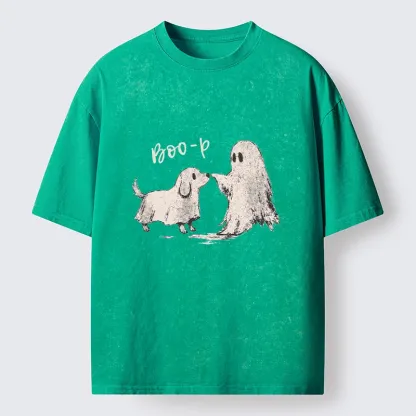 Tokyo-Tiger Funny Ghost Puppy Boo Washed T-Shirt