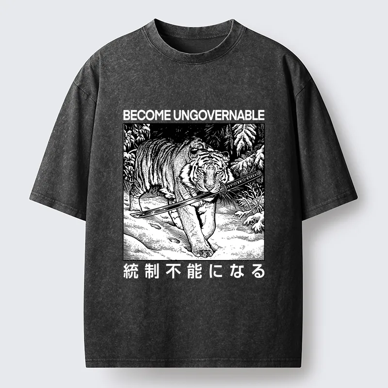 Tokyo-Tiger Sword Tiger Funny Meme Washed T-Shirt