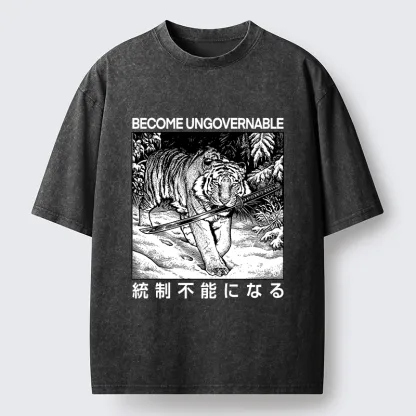 Tokyo-Tiger Sword Tiger Funny Meme Washed T-Shirt