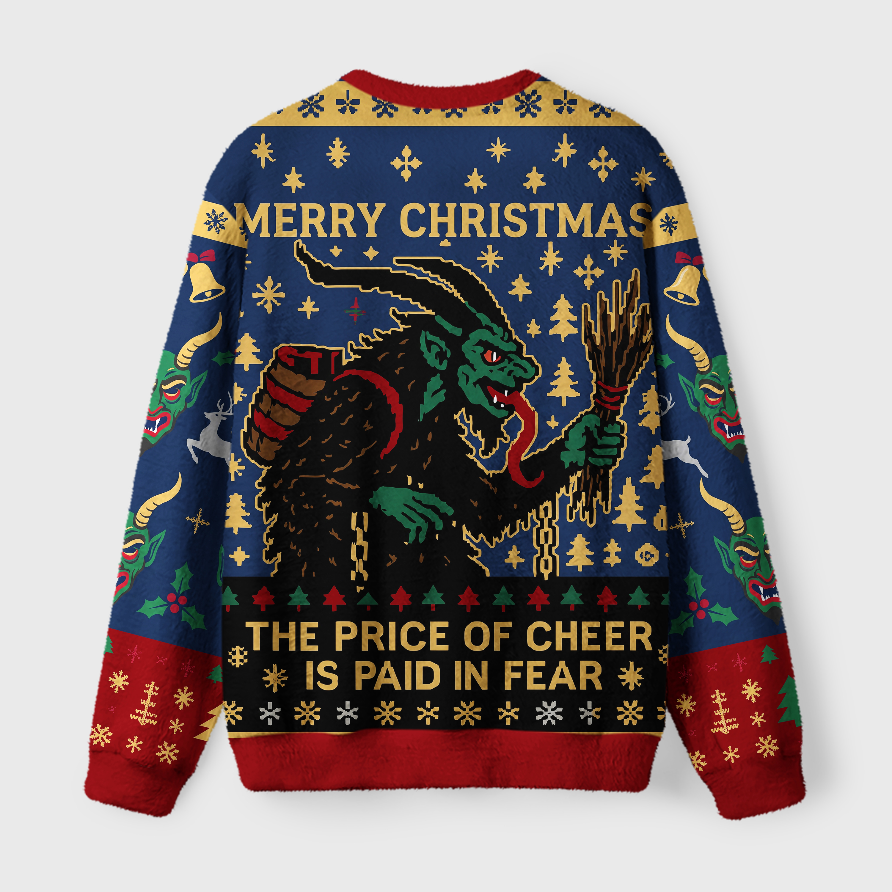 Tokyo-Tiger Dark Xmas Krampus Fuzzy Christmas Ugly Sweatshirt